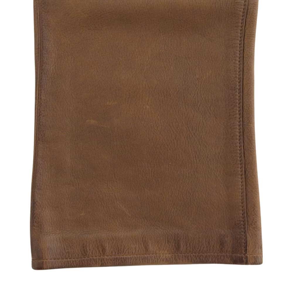RRL ダブルアールエル PP-RD-YW-3810 牛革 レザー バイカー パンツ ブラウン系 28/30【中古】