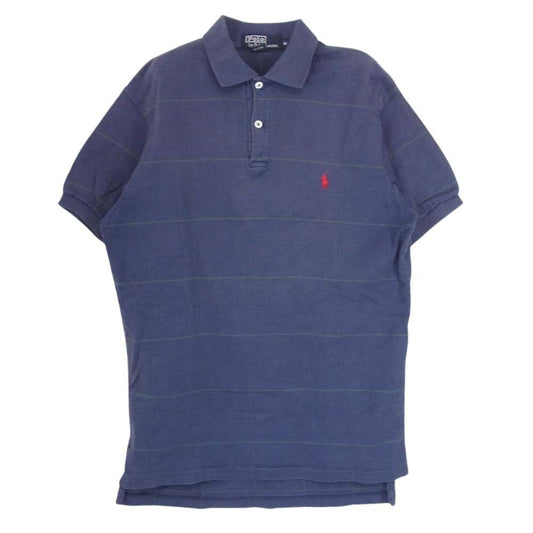 POLO RALPH LAUREN ポロ・ラルフローレン USA製 チェック 半袖 ポロシャツ ネイビー系 M【中古】