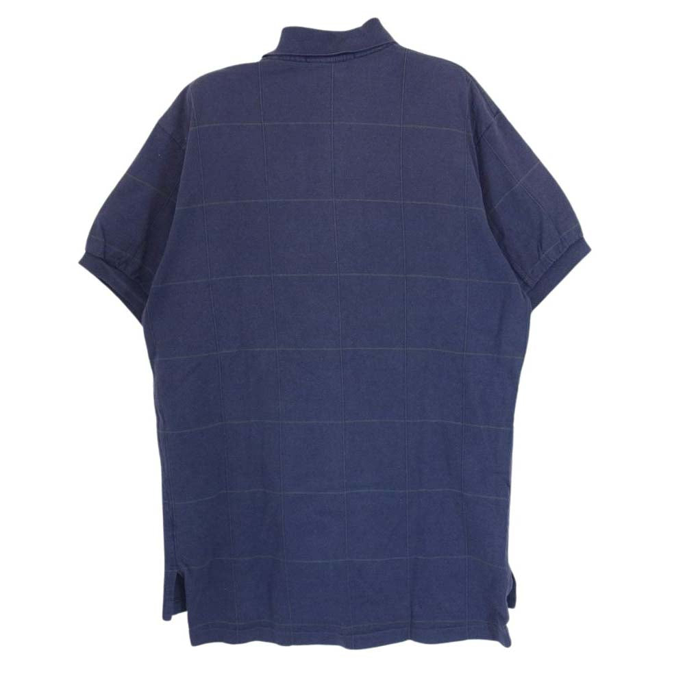 POLO RALPH LAUREN ポロ・ラルフローレン USA製 チェック 半袖 ポロシャツ ネイビー系 M【中古】