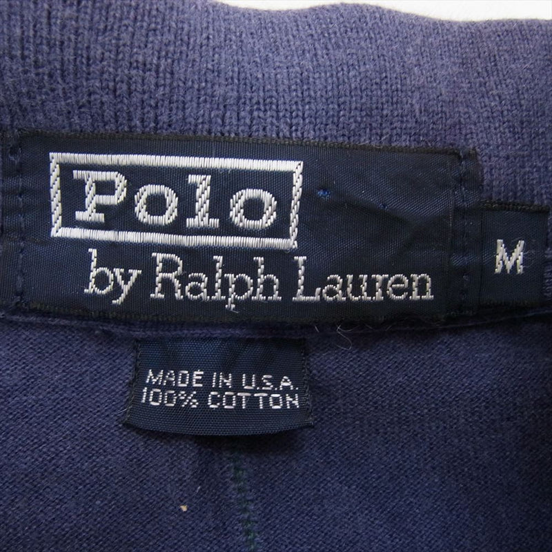 POLO RALPH LAUREN ポロ・ラルフローレン USA製 チェック 半袖 ポロシャツ ネイビー系 M【中古】