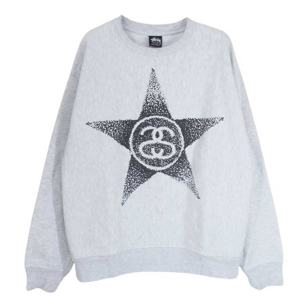 STUSSY ステューシー 1914887 STARS CREW グラフィック スター プリント クルーネック スウェット トレーナー グレー系 M【中古】