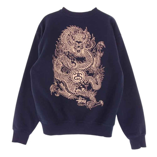 STUSSY ステューシー DRAGON STUSSY CREW ドラゴンプリント クルーネック スウェット ネイビー系 M【中古】