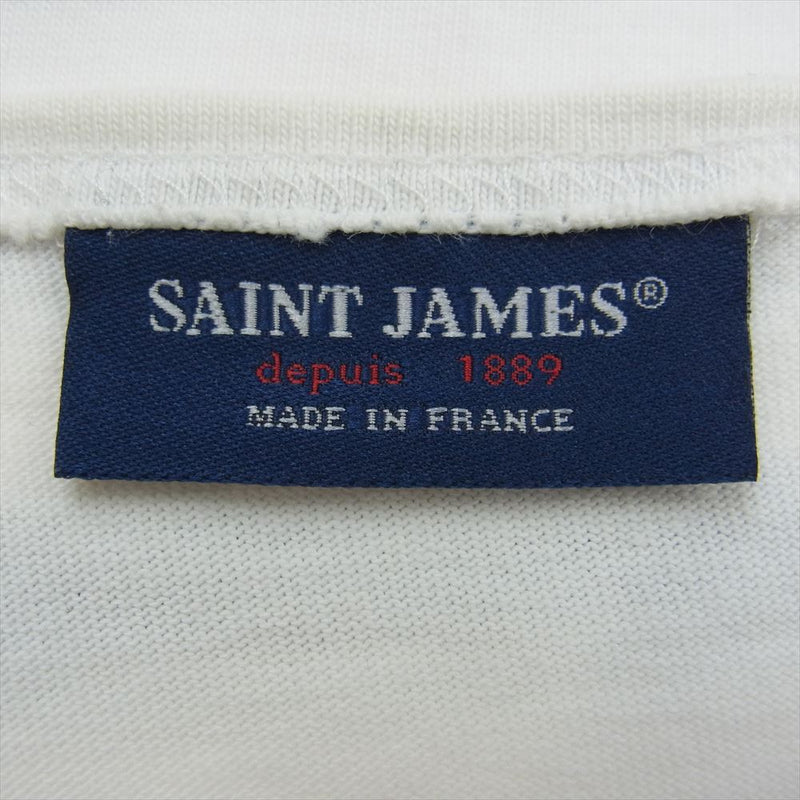 SAINT JAMES セントジェームス NAVAL ナヴァル パネルボーダー 長袖 Tシャツ ホワイト系 XS【中古】