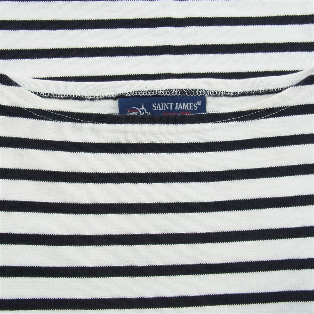 SAINT JAMES セントジェームス OUESSANT ウエッソン ボーダー バスクシャツ 長袖 Tシャツ ホワイト系 ブラック系 SM【中古】