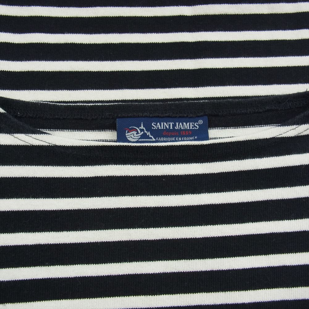 SAINT JAMES セントジェームス OUESSANT ウエッソン ボーダー バスクシャツ 長袖 Tシャツ ブラック系 ホワイト系 XS【中古】