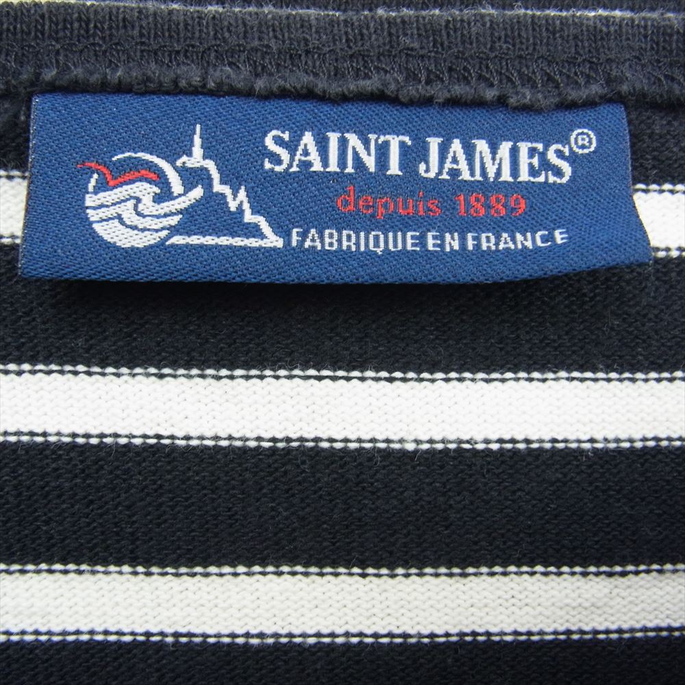 SAINT JAMES セントジェームス OUESSANT ウエッソン ボーダー バスクシャツ 長袖 Tシャツ ブラック系 ホワイト系 XS【中古】