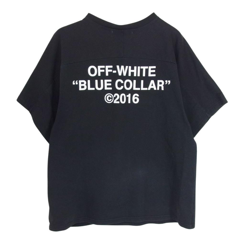 OFF-WHITE オフホワイト  OFFWHITE BLUE COLLAR 2016 半袖 Tシャツ カットソー ブラック系 M【中古】