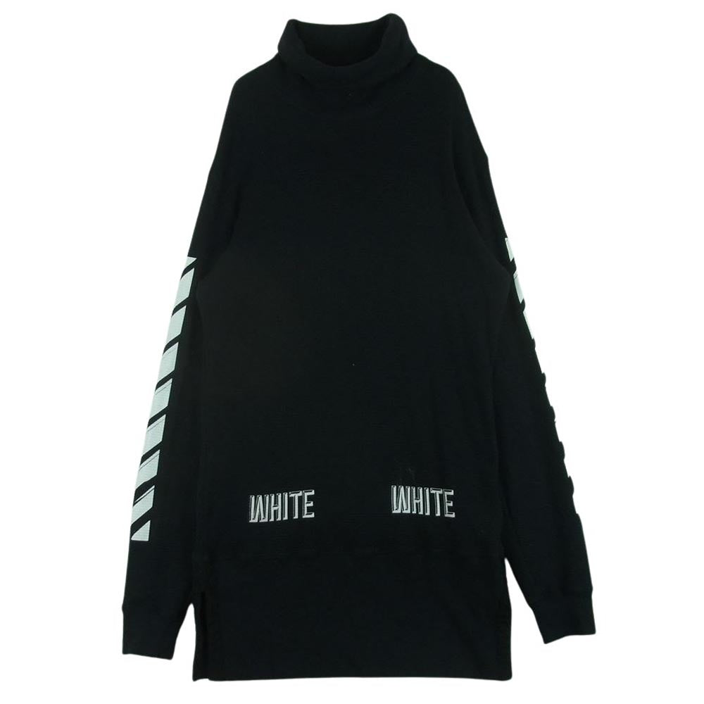 OFF-WHITE オフホワイト ハイネック ワッフル地 アームロゴ スウェット ブラック系 M【中古】