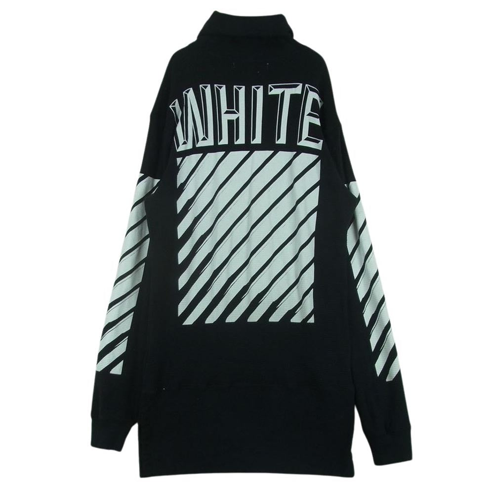 OFF-WHITE オフホワイト ハイネック ワッフル地 アームロゴ スウェット ブラック系 M【中古】