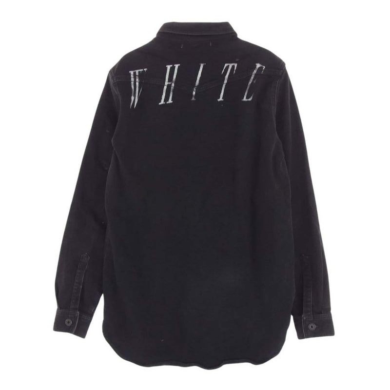 OFF-WHITE オフホワイト WHITE ロゴバックペイント ブラック デニム ジャケット シャツ ブラック系 S【中古】