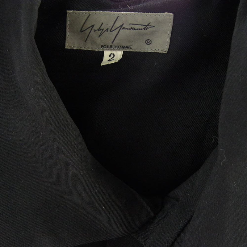 Yohji Yamamoto POUR HOMME ヨウジヤマモトプールオム HR-B92-100 ウールギャバジン 衿ストール付き ロング 長袖 シャツ コート ブラック系 2【中古】