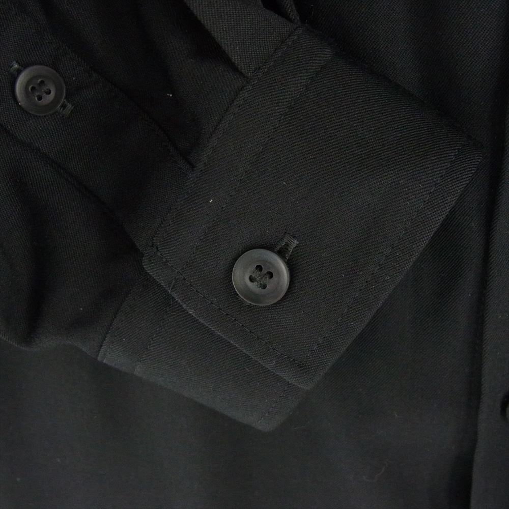 Yohji Yamamoto POUR HOMME ヨウジヤマモトプールオム HR-B92-100 ウールギャバジン 衿ストール付き ロング 長袖 シャツ コート ブラック系 2【中古】