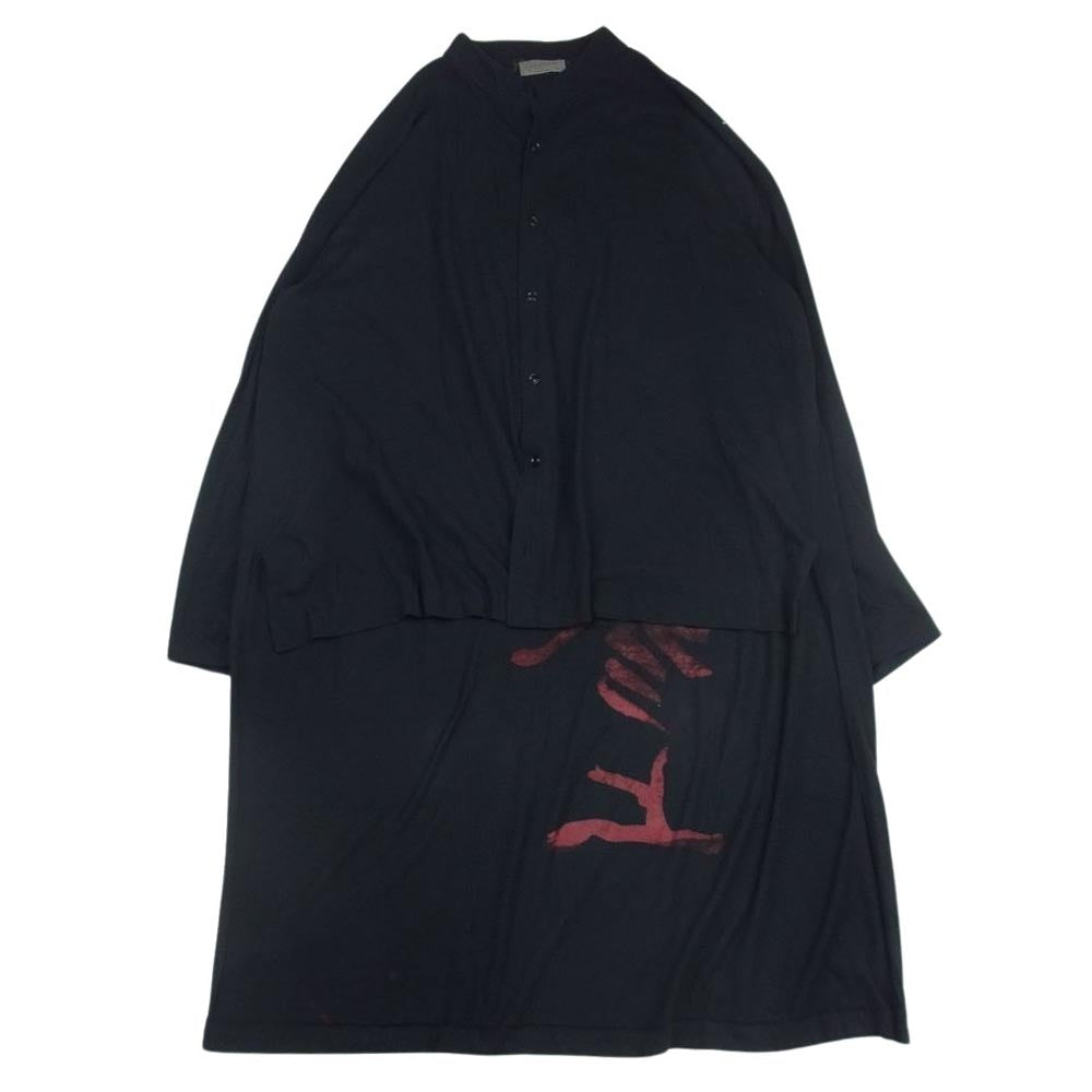 Yohji Yamamoto POUR HOMME ヨウジヤマモトプールオム 19SS HH-T45-086 血まみれヨウジヤマモト参上  Message Back Print  Shirt メッセージ バック プリント ロング シャツ コート ブラック系 3【中古】
