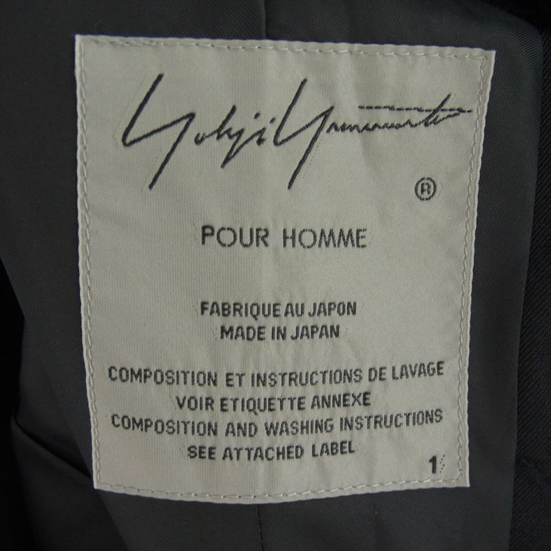 Yohji Yamamoto POUR HOMME ヨウジヤマモトプールオム 18AW HV-J20-100 Long Jacket Wrinkled Gabardine シワギャバ ウール ５ボタン シングル ロングジャケット ブラック系 1【中古】