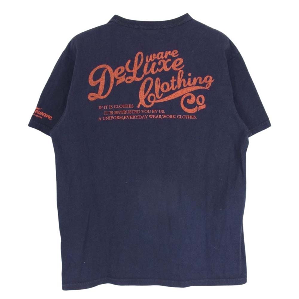 デラックスウエア ロゴ プリント 半袖 Tシャツ ネイビー系 L【中古】