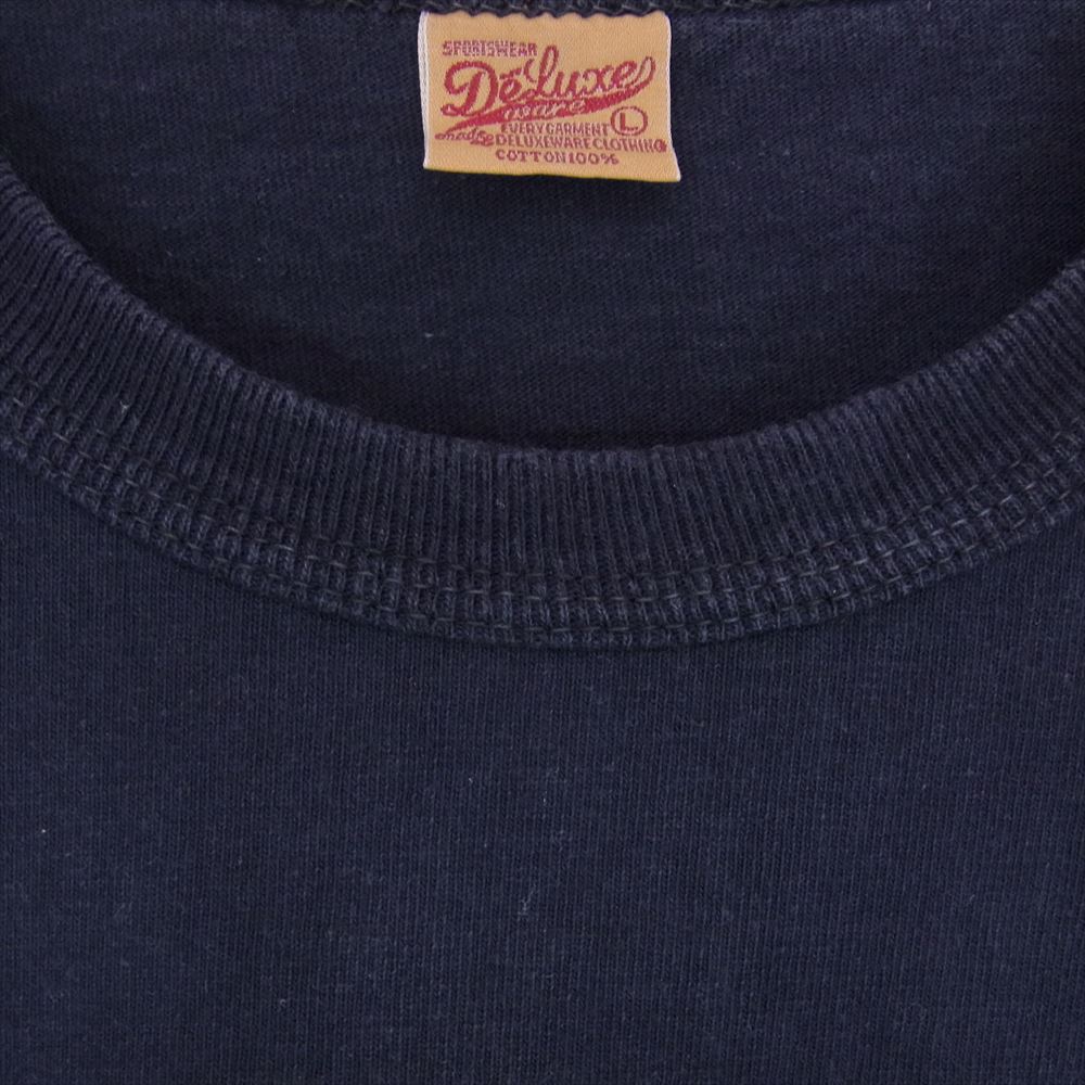 デラックスウエア ロゴ プリント 半袖 Tシャツ ネイビー系 L【中古】