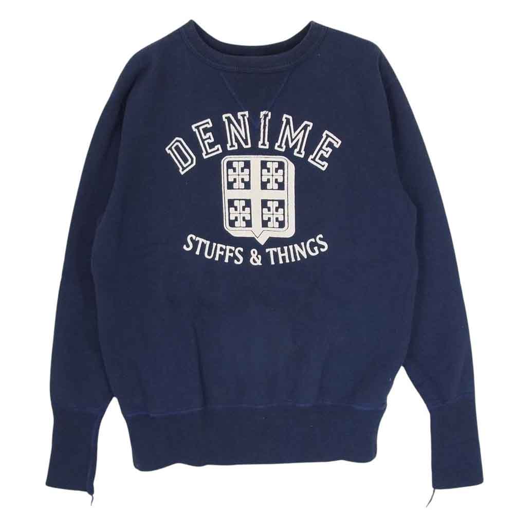 Denime ドゥニーム SPORTS 両V リブ ロゴ プリント スウェット  ネイビー系 L【中古】
