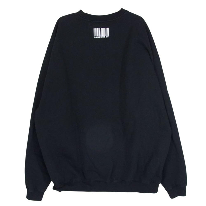 VETEMENTS ヴェトモン VL12TR140B VTMNTS BARCODE SWEATSHIRT バーコード スウェットシャツ トレーナー ブラック系 L【中古】