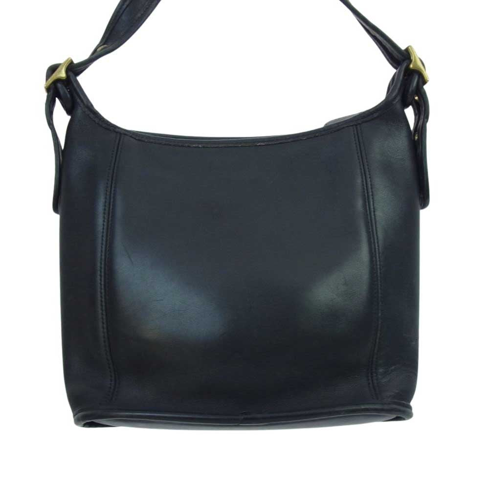 COACH コーチ old オールド レザー ショルダー バッグ ブラック系【中古】