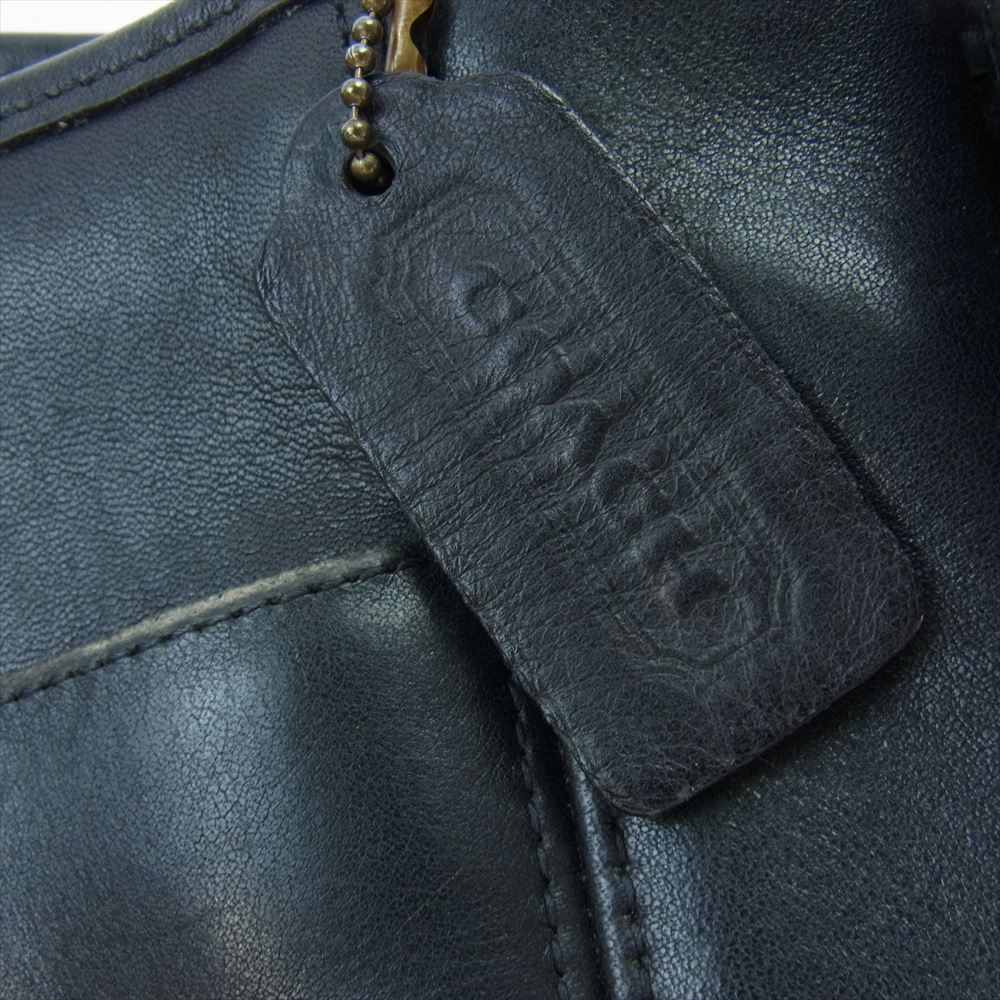 COACH コーチ old オールド レザー ショルダー バッグ ブラック系【中古】