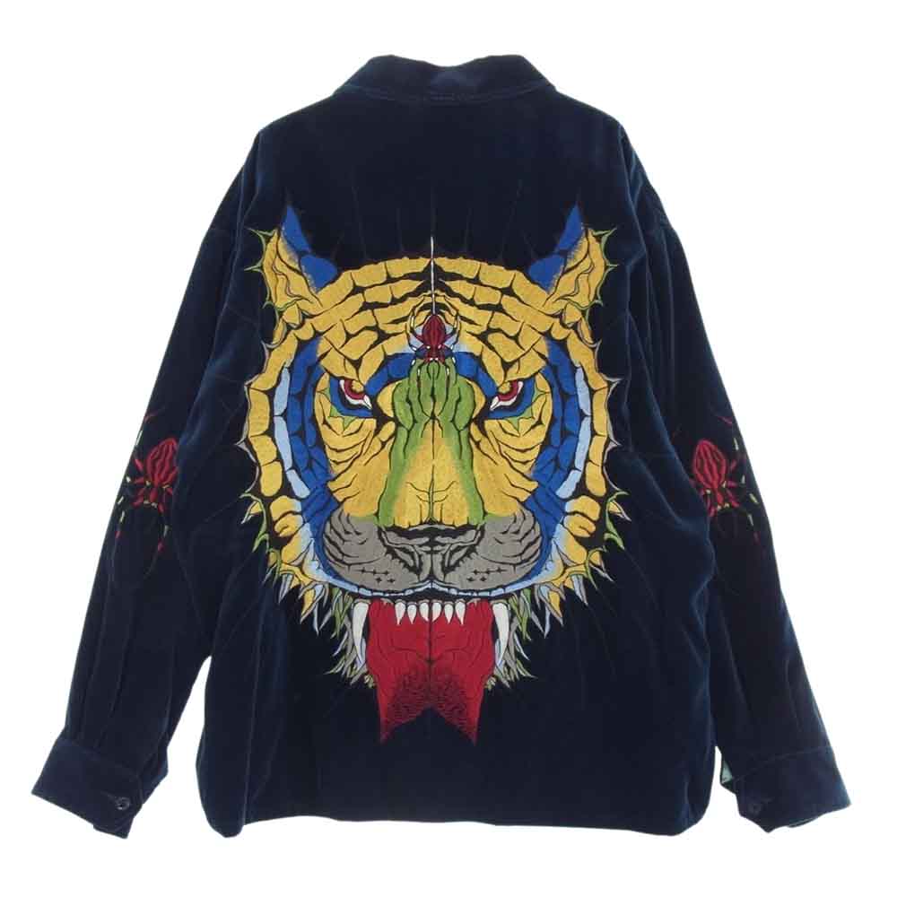 WACKO MARIA ワコマリア WOLFSHEAD-WM-ML07 × WOLF’S HEAD VIETNAM JACKET ウルフズヘッド ベルベット ベトナム ジャケット 虎 ブルー系 M【極上美品】【中古】