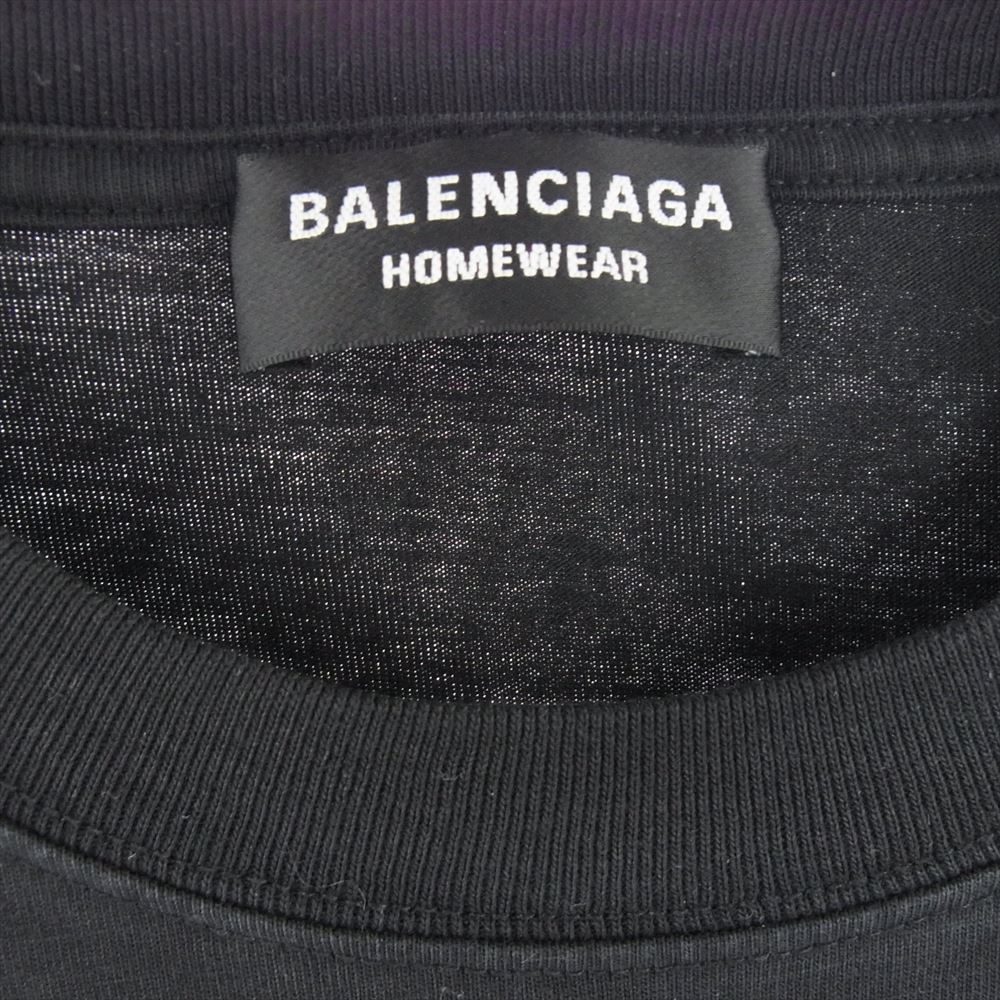 BALENCIAGA バレンシアガ 21SS 651795 TKVA9 HOTEL RESORTS ホテルリゾート ロゴ刺繍 半袖 オーバーサイズ Tシャツ ブラック系 XS【中古】