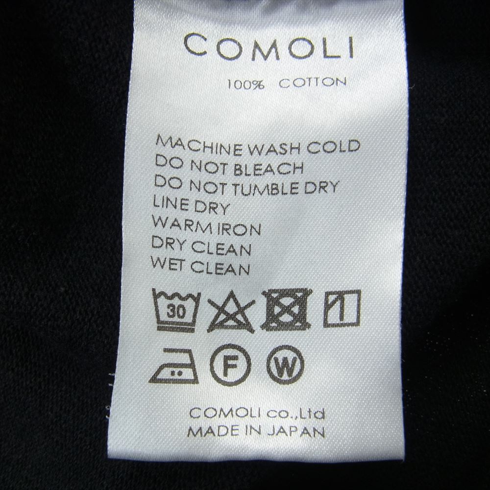 COMOLI コモリ 24SS Z01-05018 コットン ジャージ ベースボール 長袖 Tシャツ ロングスリーブ カットソー ブラック系 2【中古】