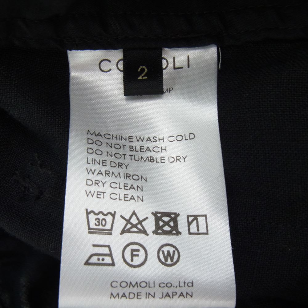 COMOLI コモリ 24SS Z01-03009 ヘンプ カナパ ドロースト リング パンツ  ブラック系 2【中古】
