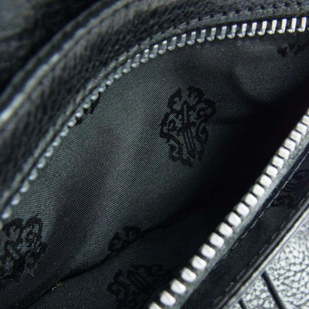 CHROME HEARTS クロムハーツ（原本無） WAVE CROSS BALL ウェーブ クロスボールボタン レザー ウォレット 財布 ブラック系【中古】