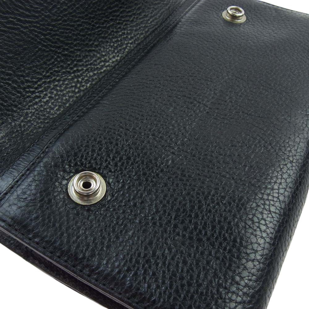 CHROME HEARTS クロムハーツ（原本無） WAVE CROSS BALL ウェーブ クロスボールボタン レザー ウォレット 財布 ブラック系【中古】