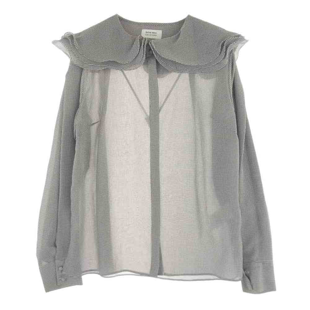 セルフォード HANAE MORI ハナエモリ ペタルカラー チェック ブラウス ブラック系 38【中古】
