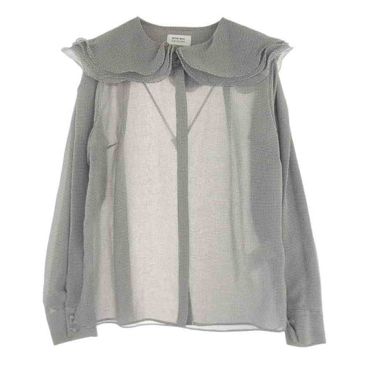 セルフォード HANAE MORI ハナエモリ ペタルカラー チェック ブラウス ブラック系 38【中古】