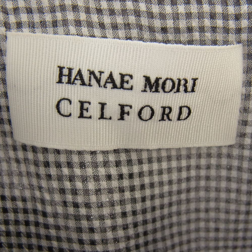 セルフォード HANAE MORI ハナエモリ ペタルカラー チェック ブラウス ブラック系 38【中古】