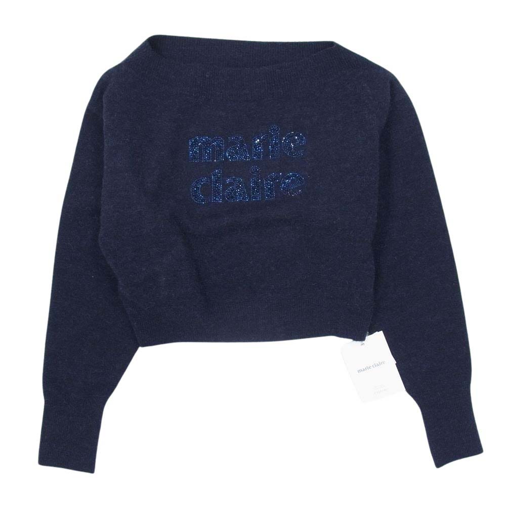 セルフォード CWNT235055 marie claire マリ・クレール ロゴ ニット プル オーバー ネイビー系 F【新古品】【未使用】【中古】