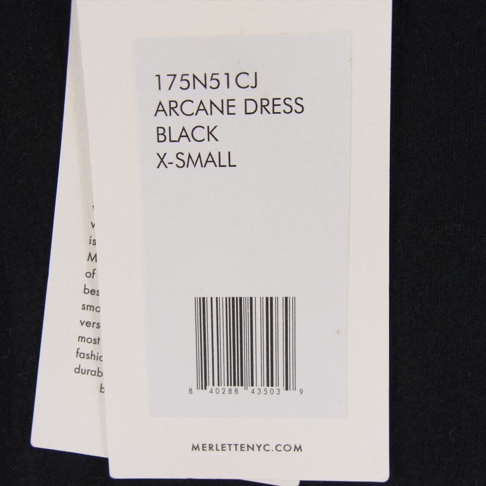 マーレット ARCANE アーケイン シャーリング スリーブ 半袖 ワンピース ドレス ブラック系 XS【極上美品】【中古】