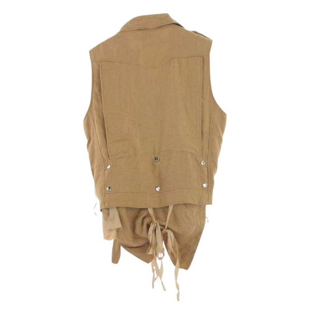 ミドリカワ 20SS MID20SS-JK10A シルク混 リネン ダブルジップ ライダース ベスト ジレ ベージュ系 FREE【中古】