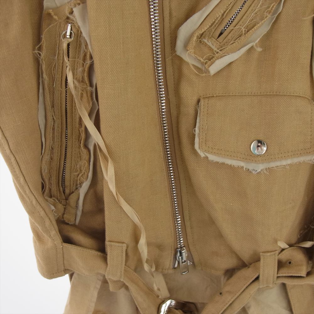 ミドリカワ 20SS MID20SS-JK10A シルク混 リネン ダブルジップ ライダース ベスト ジレ ベージュ系 FREE【中古】