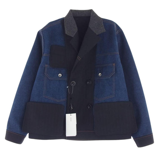 Sacai サカイ 24SS 24-07129 Chalk Stripe Bonding Jacke リバーシブル デニム ブルゾン ジャケット ネイビー系 インディゴブルー系 1【中古】