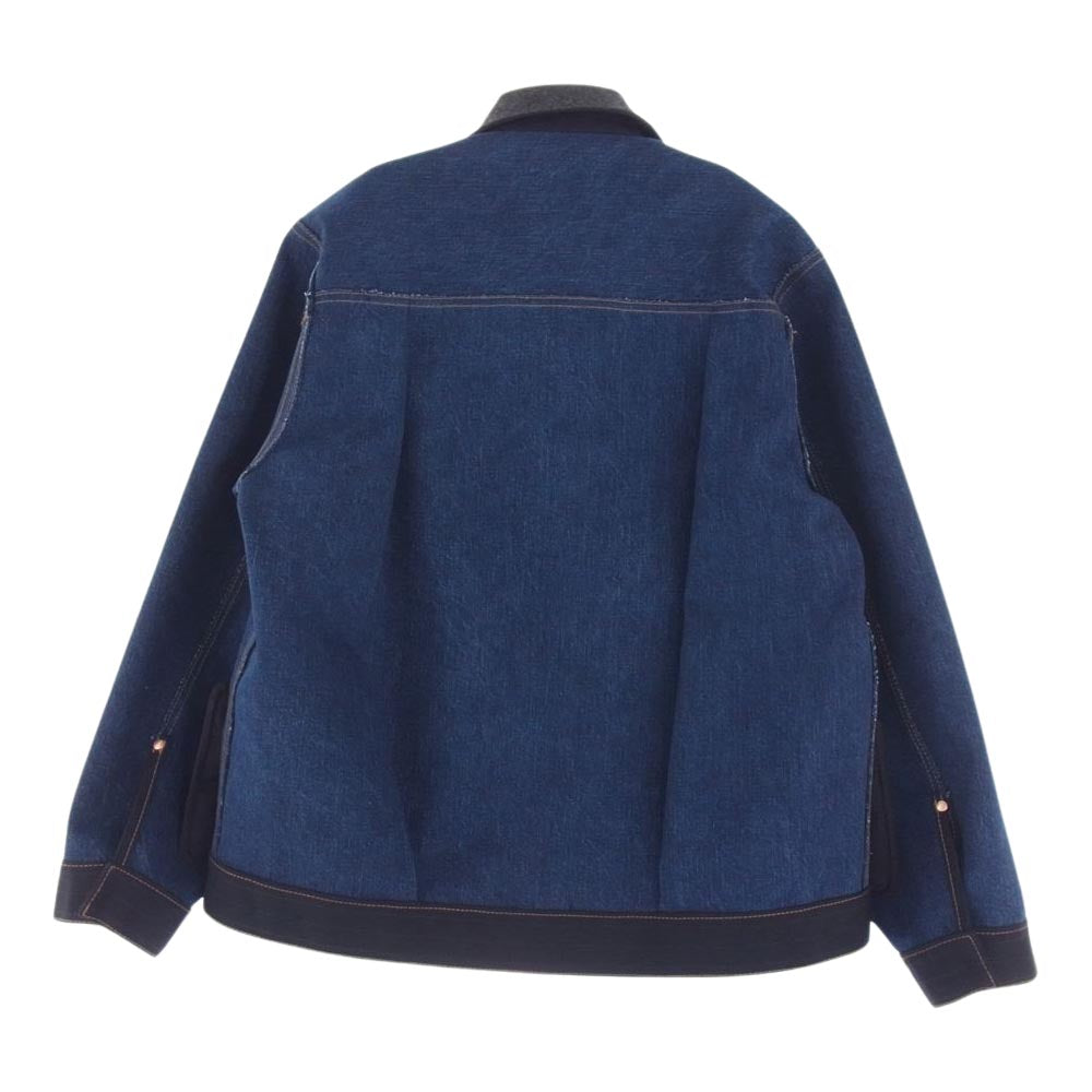 Sacai サカイ 24SS 24-07129 Chalk Stripe Bonding Jacke リバーシブル デニム ブルゾン ジャケット ネイビー系 インディゴブルー系 1【中古】