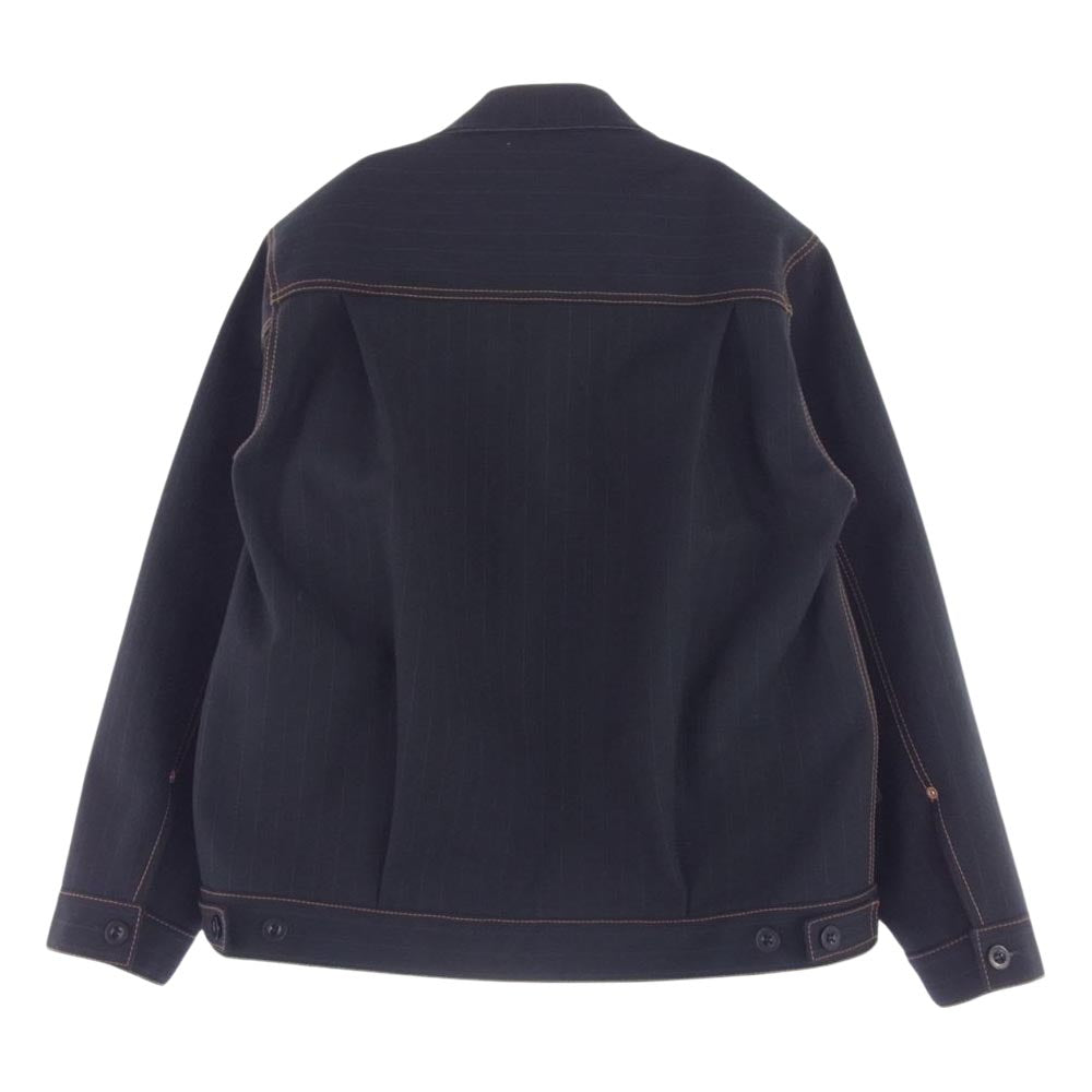 Sacai サカイ 24SS 24-07129 Chalk Stripe Bonding Jacke リバーシブル デニム ブルゾン ジャケット ネイビー系 インディゴブルー系 1【中古】