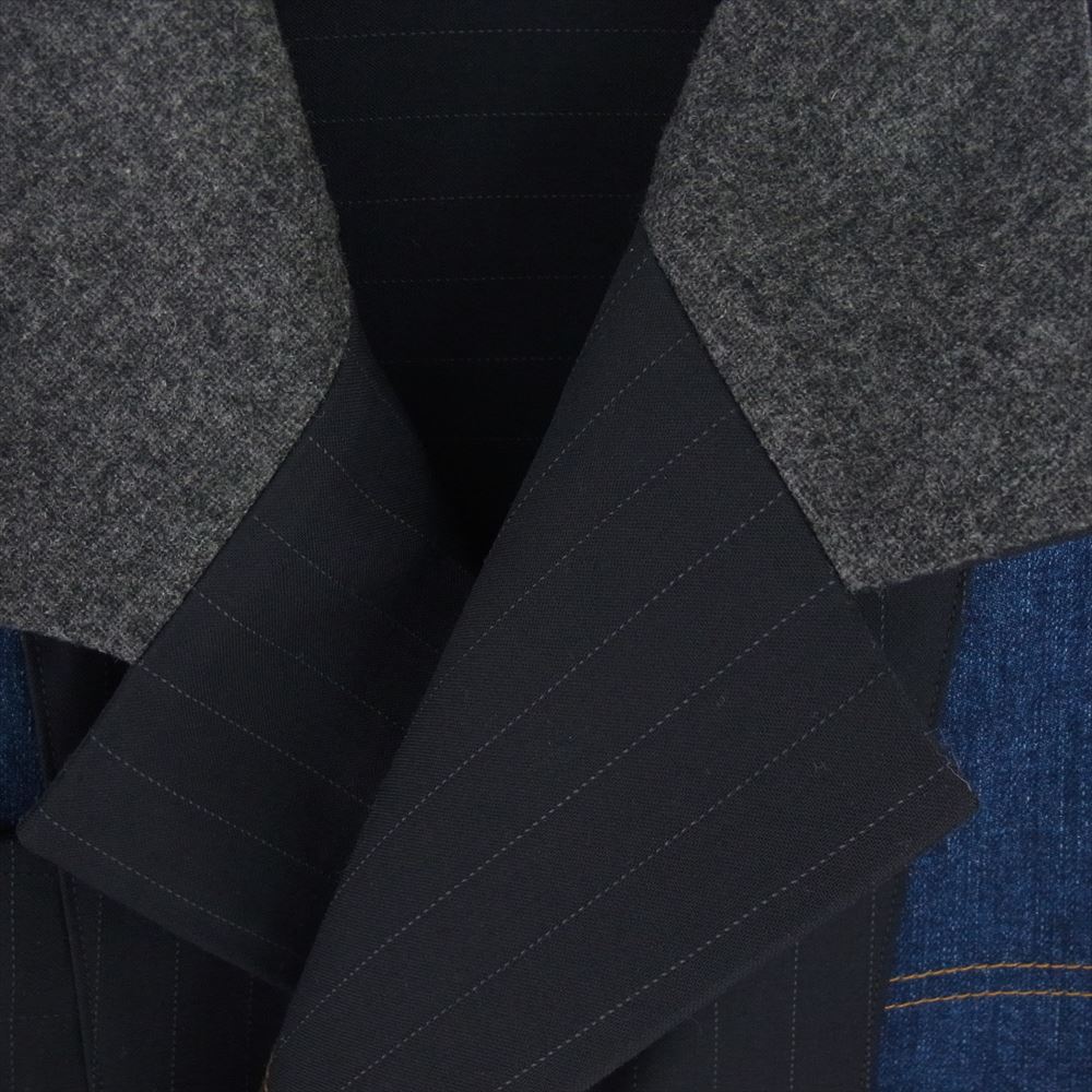 Sacai サカイ 24SS 24-07129 Chalk Stripe Bonding Jacke リバーシブル デニム ブルゾン ジャケット ネイビー系 インディゴブルー系 1【中古】