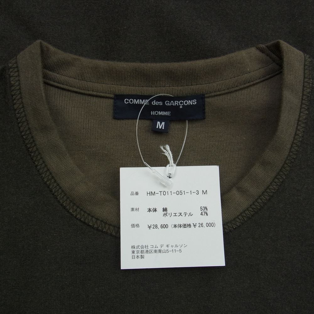 COMME des GARCONS HOMME HOMME コムデギャルソンオムオム 24SS HM-T011-051-1-3 CdGHLOGO INSIDE TEE ロゴ インサイド 半袖 Tシャツ カットソー カーキ系 M【中古】