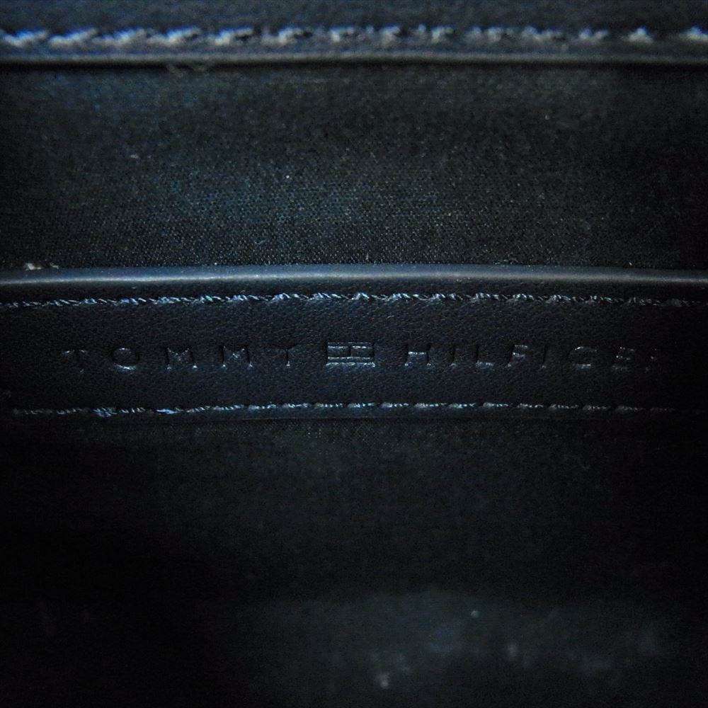 TOMMY HILFIGER トミーヒルフィガー ロゴ レザー 2WAY ハンド ショルダー バッグ ネイビー系【中古】