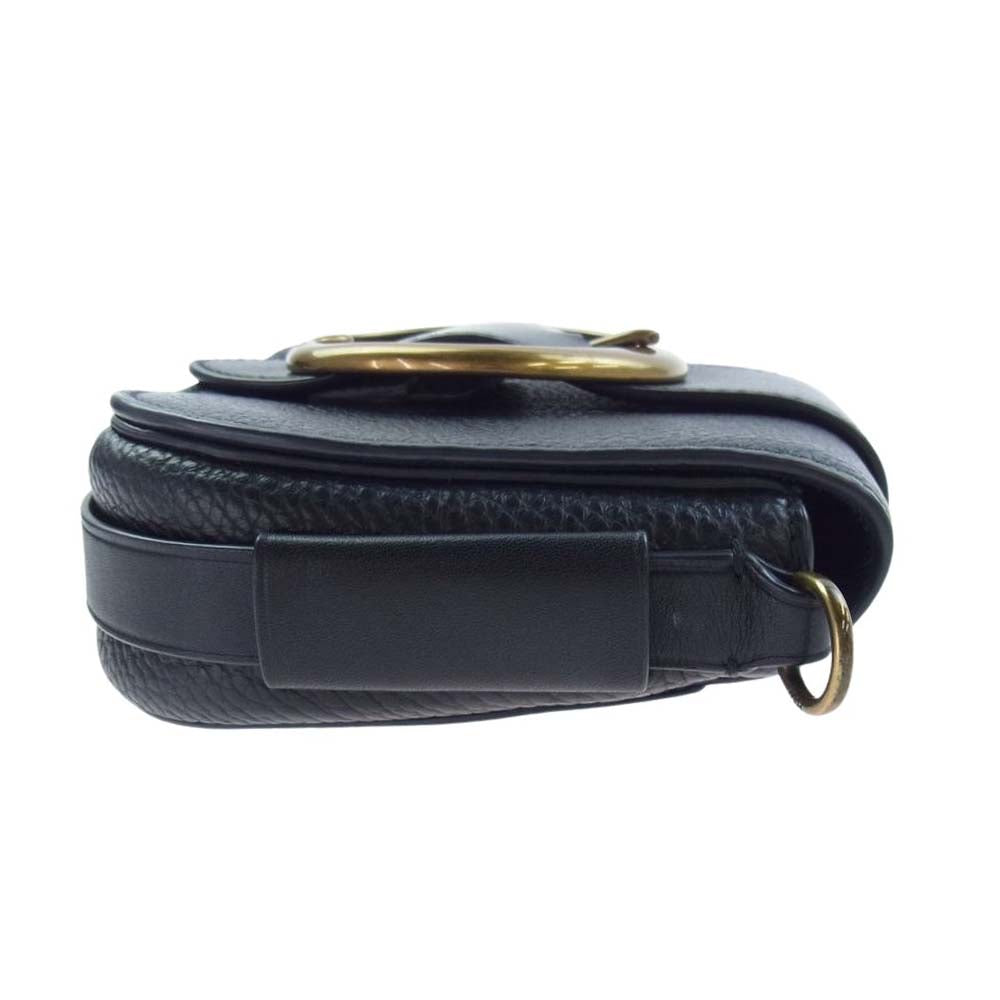 POLO RALPH LAUREN ポロ・ラルフローレン バックル レザー ショルダー バッグ ブラック系【中古】
