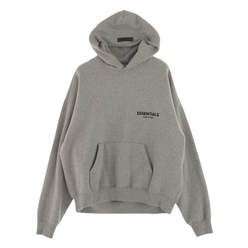 FEAR OF GOD フィアオブゴッド 8312-343-1866 FOG ESSENTIALS エッセンシャルズ フェルトロゴ プルオーバー スウェット パーカー フロッキープリント グレー系 S【中古】