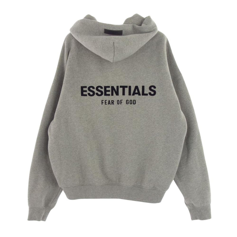 FEAR OF GOD フィアオブゴッド 8312-343-1866 FOG ESSENTIALS エッセンシャルズ フェルトロゴ プルオーバー スウェット パーカー フロッキープリント グレー系 S【中古】