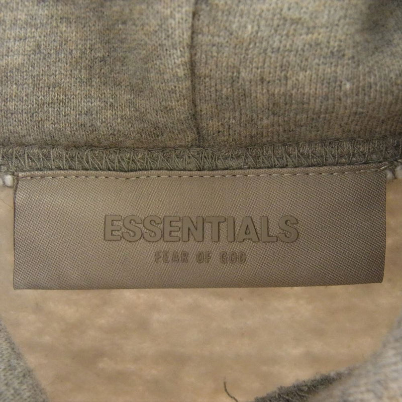 FEAR OF GOD フィアオブゴッド 8312-343-1866 FOG ESSENTIALS エッセンシャルズ フェルトロゴ プルオーバー スウェット パーカー フロッキープリント グレー系 S【中古】