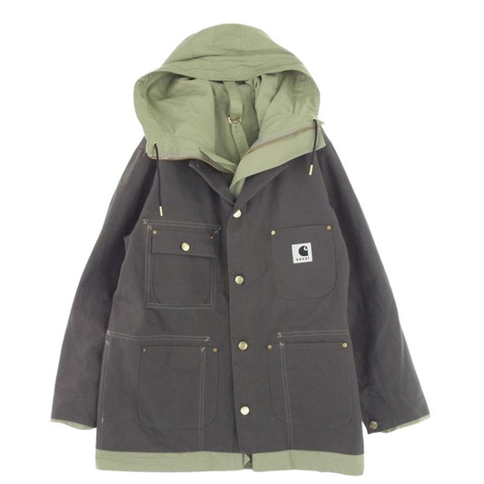 Sacai サカイ 24SS 24-03390M × Carhartt カーハート WIP ダブリューアイピー Reversible Coat リバーシブル ダック コート グレー グレー系 グリーン系 2【美品】【中古】