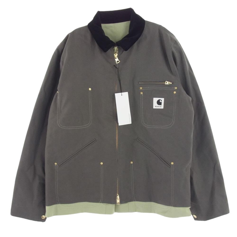 Sacai サカイ 24SS 24-03391M × Carhartt カーハート WIP ダブリューアイピー Reversible Jacket リバーシブル ダック ジャケット グレー グレー系 グリーン系 3【極上美品】【中古】