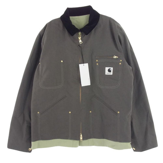 Sacai サカイ 24SS 24-03391M × Carhartt カーハート WIP ダブリューアイピー Reversible Jacket リバーシブル ダック ジャケット グレー グレー系 グリーン系 3【極上美品】【中古】
